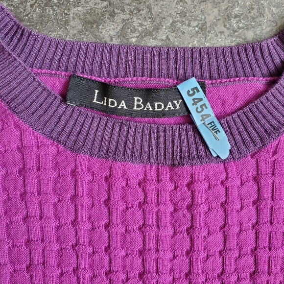 Lida Baday Silk Cashmere Italy Vibrant Magenta Plum Fine Sweater  XS? - Picture 3 of 10